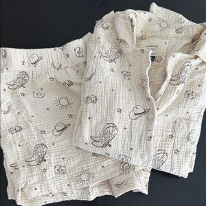 American Eagle Cream Pajama Set